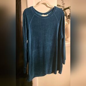 Soft Surroundings Teal Ribbed Long-Sleeve Pullover